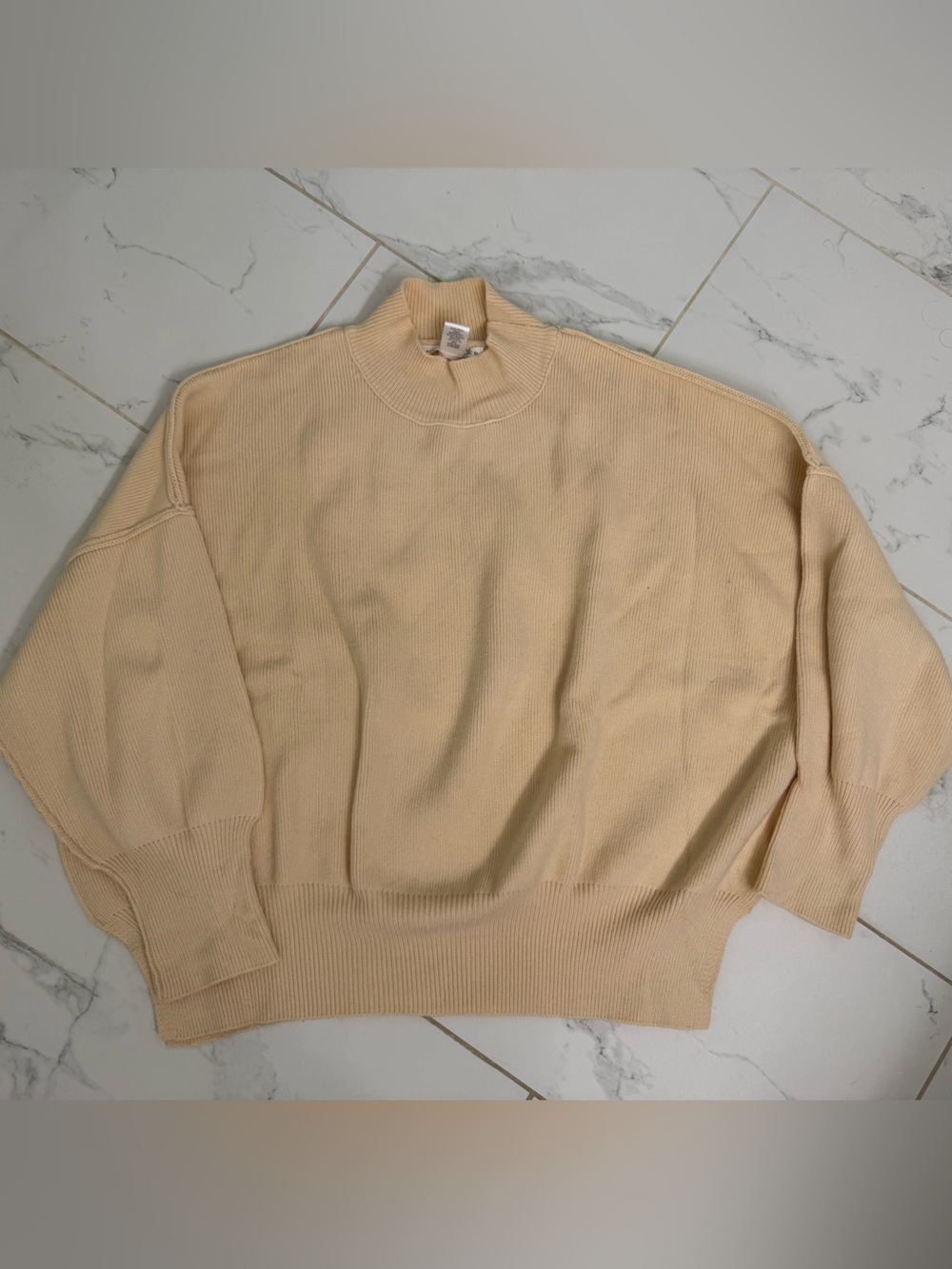 Altar'd State Cream Turtleneck Ribbed Sweater